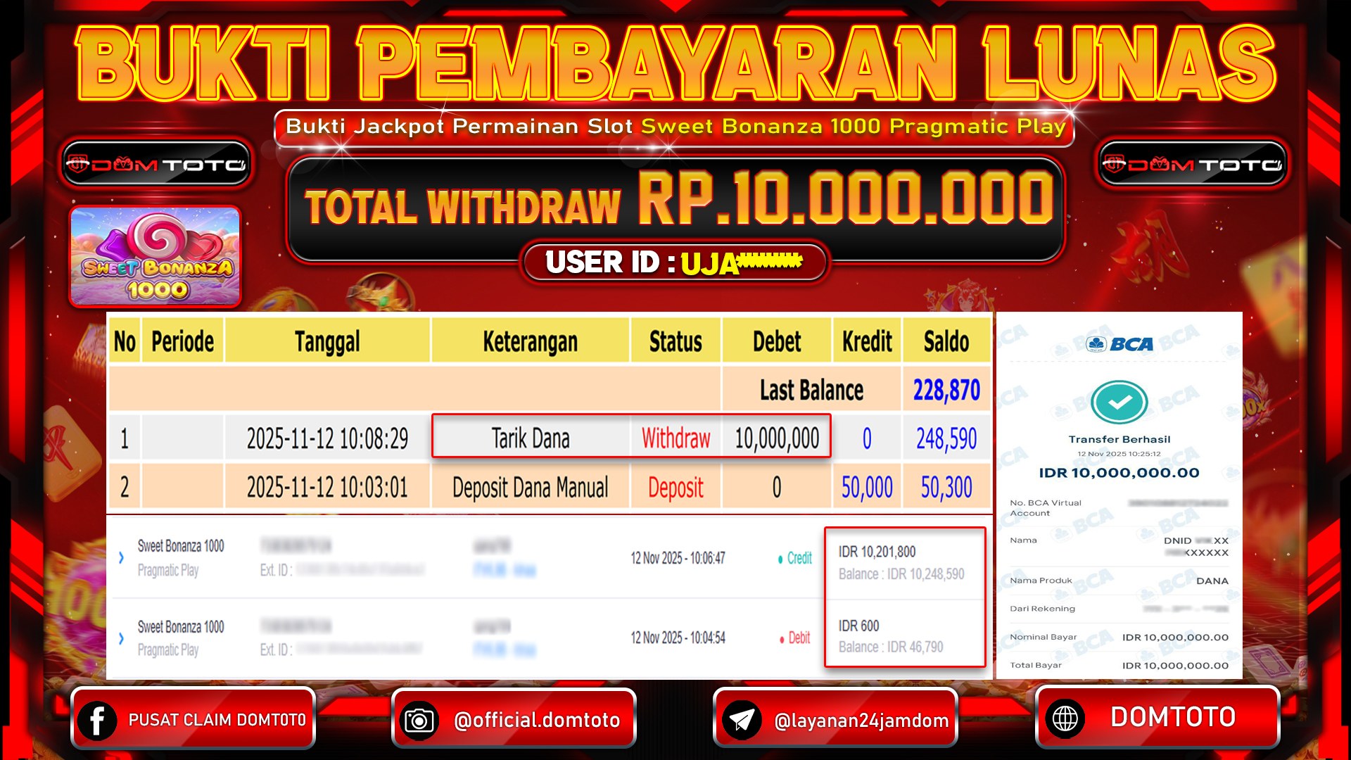 JACKPOT Slot Sweet Bonanza 1000 Pragmatic Play 12 NOVEMBER 2025